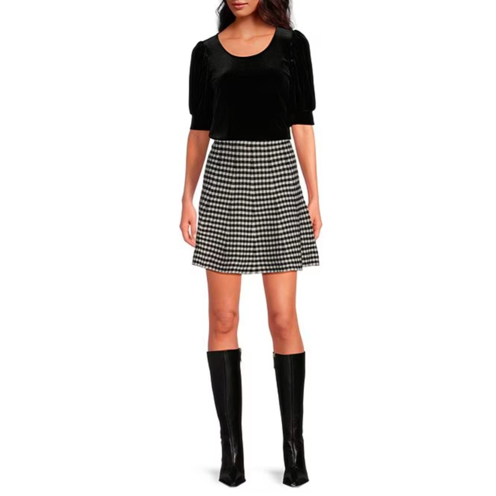 CeCe Women’s Round Neck Blouse| Puffed Band Sleeve|Rich Black|Size M| EUC